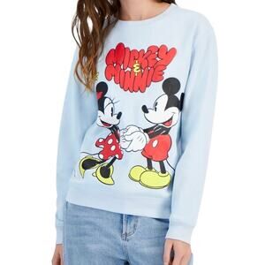 Disney Juniors' Mickey and Minnie Graphic Sweatshirt Light Blue Size XL